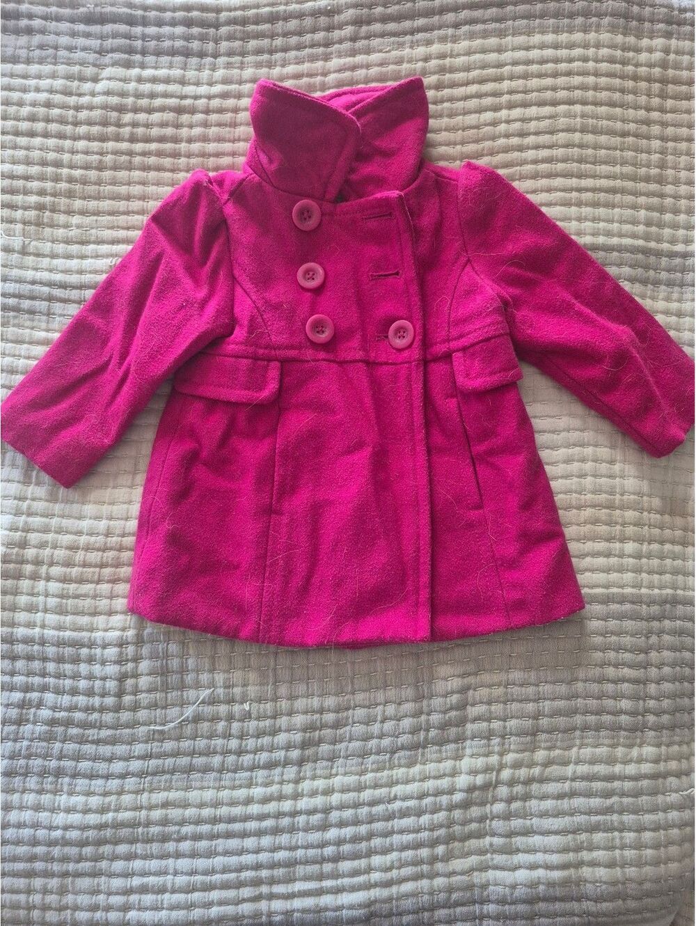 Old Navy Toddler Girl's Pink Wool Blend Double-Breasted Coat 12-18 Months
